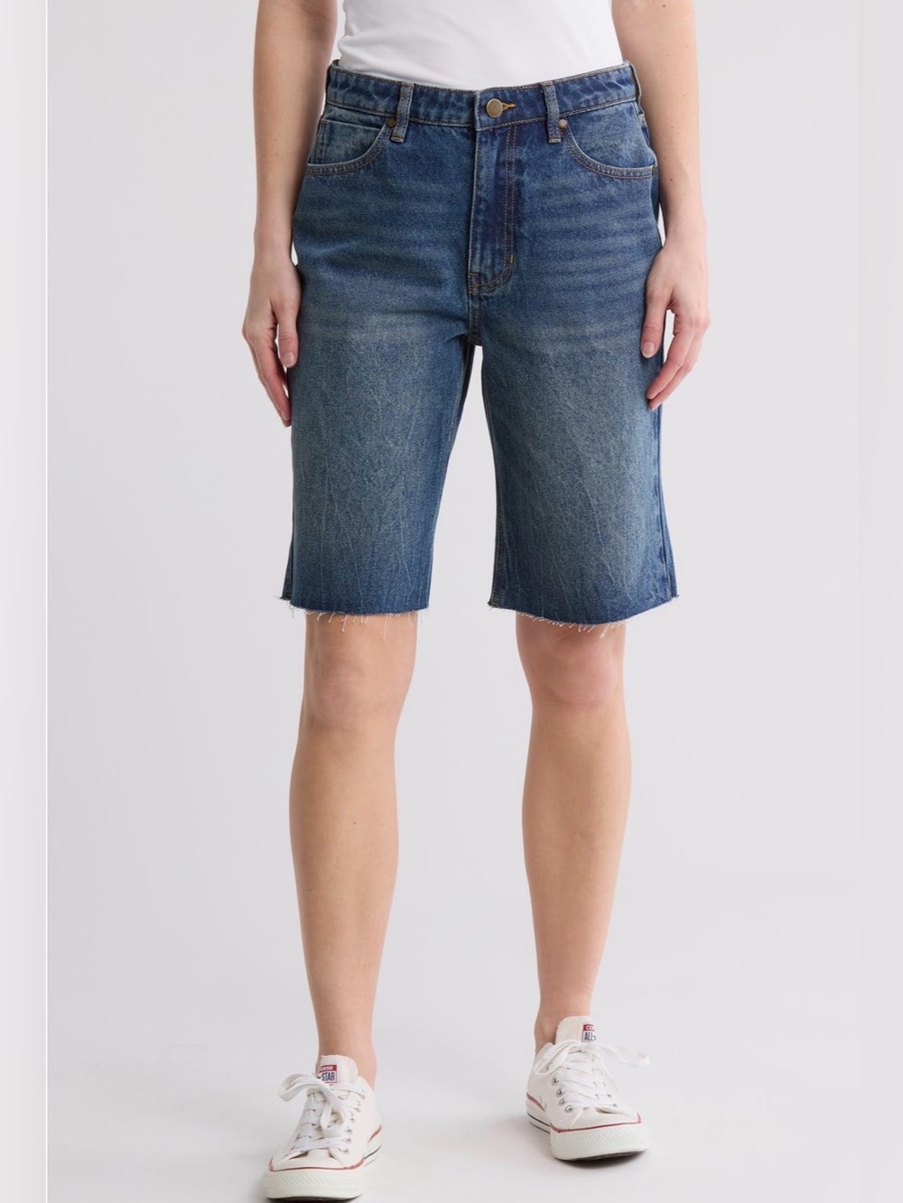 PTCL | Mid-Rise Denim Bermuda Shorts in Blue NWT